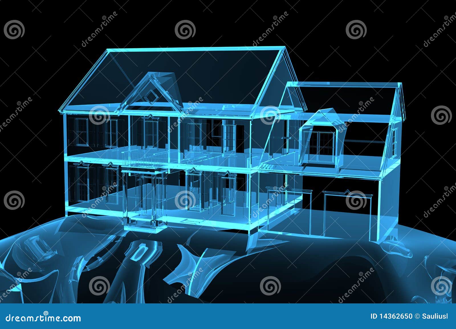 House Xray Blue Transparent Stock Illustration Illustration of real