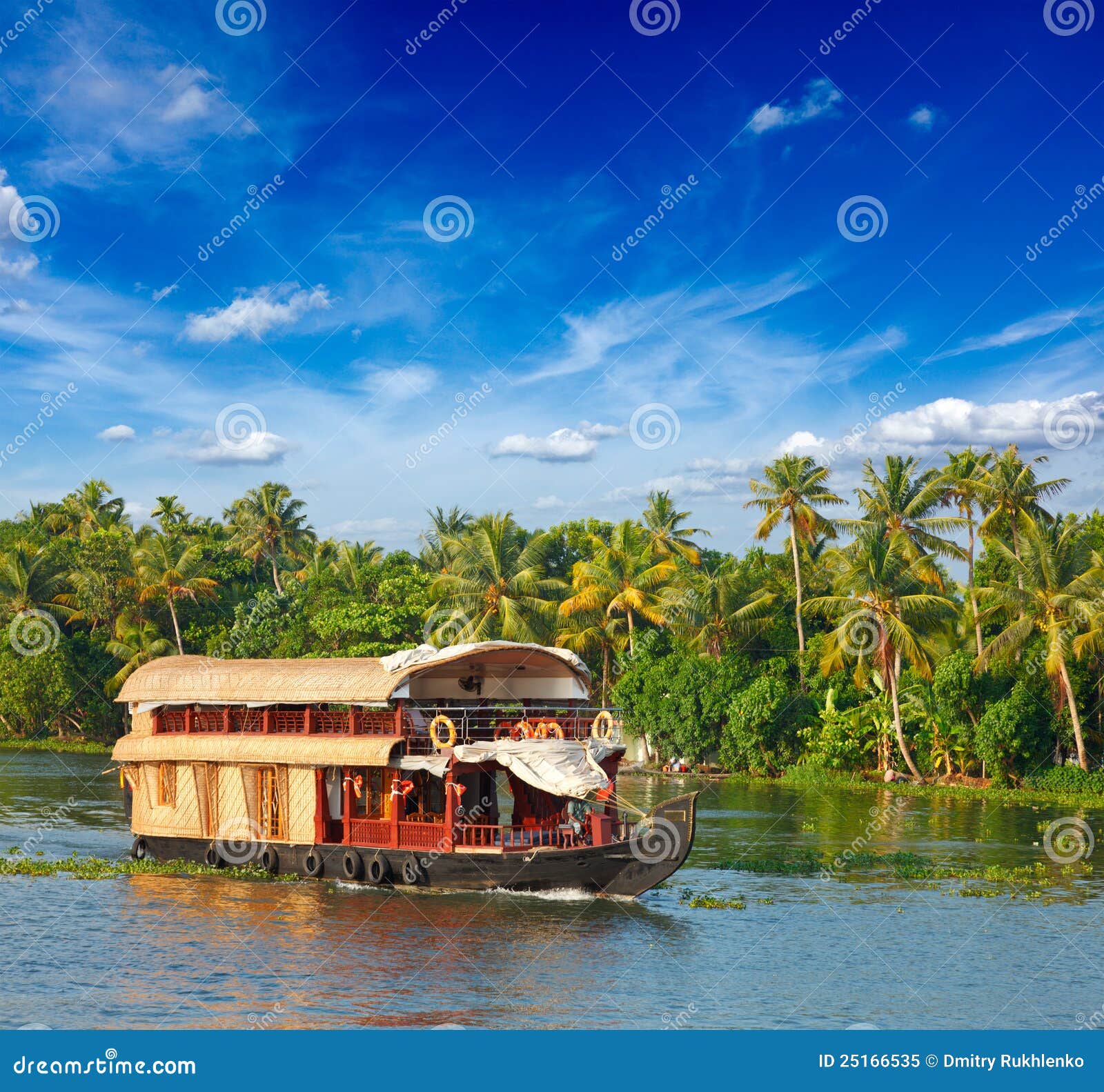 houseboat on kerala backwaters, india