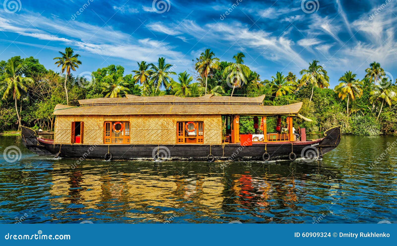 houseboat on kerala backwaters, india