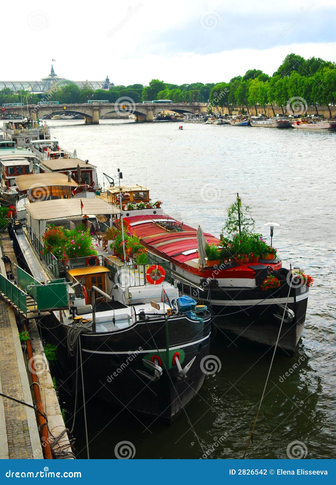 Houseboats in Paris stock photo. Image of city, live, home 2826542