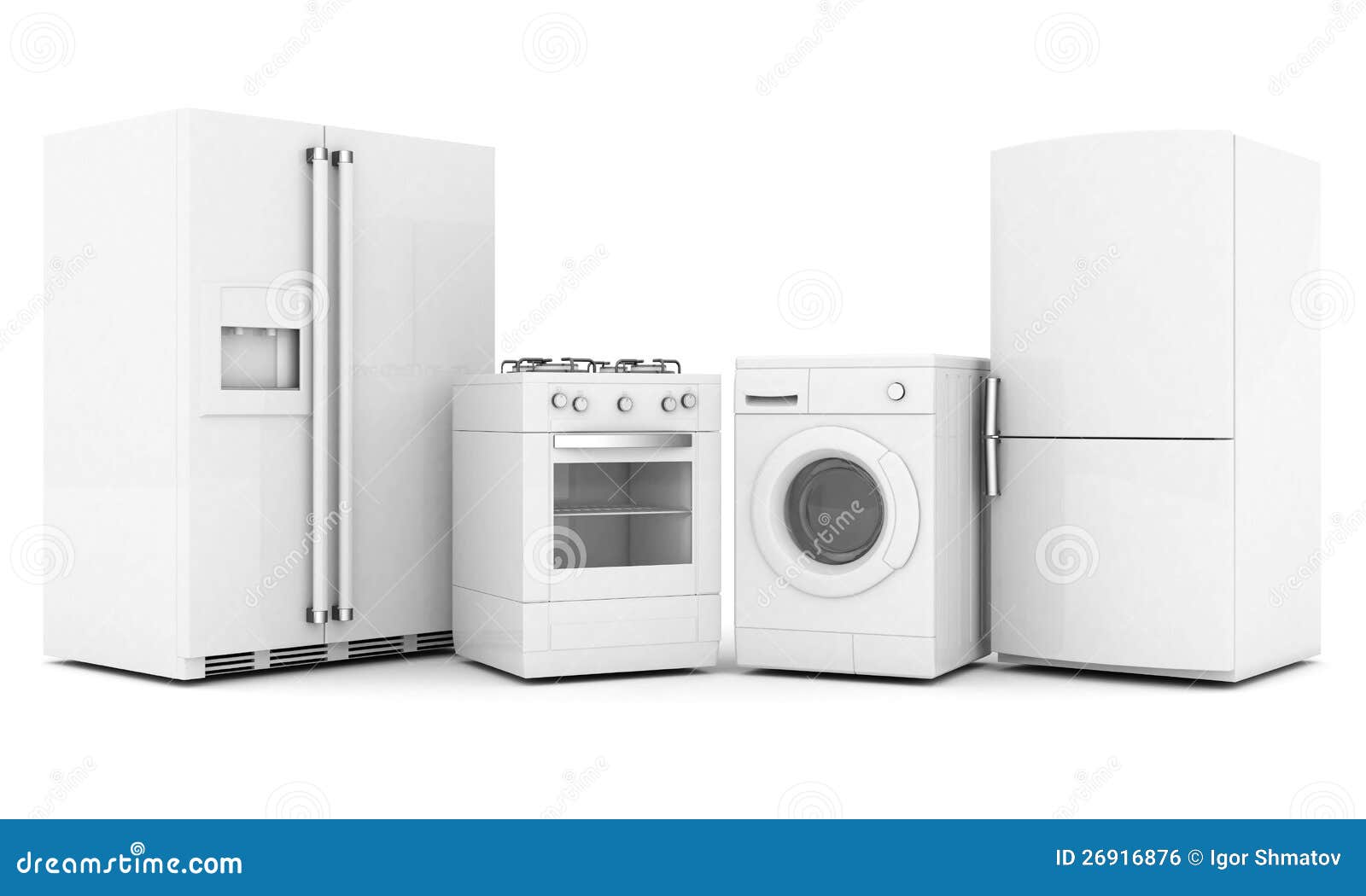 Picture of household appliances on a white background