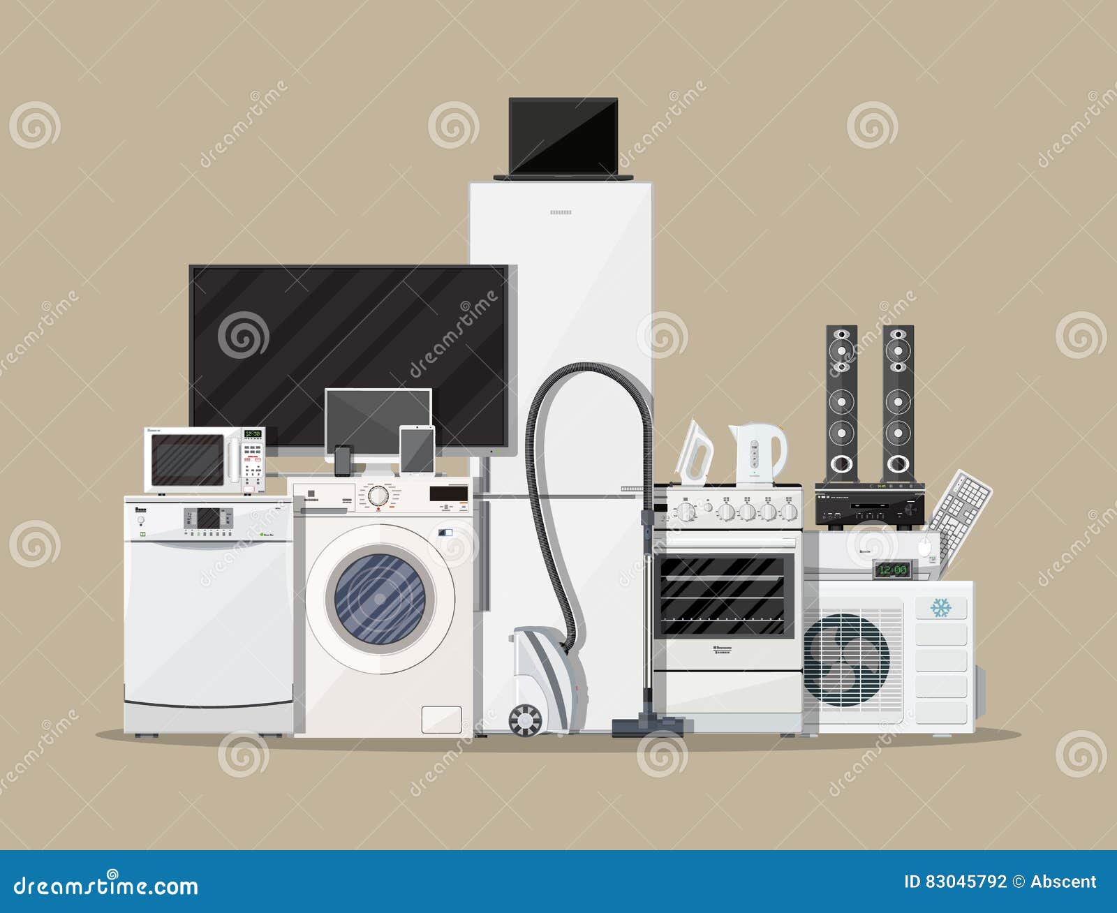 Household Appliances and Electronic Devices Stock Vector Illustration