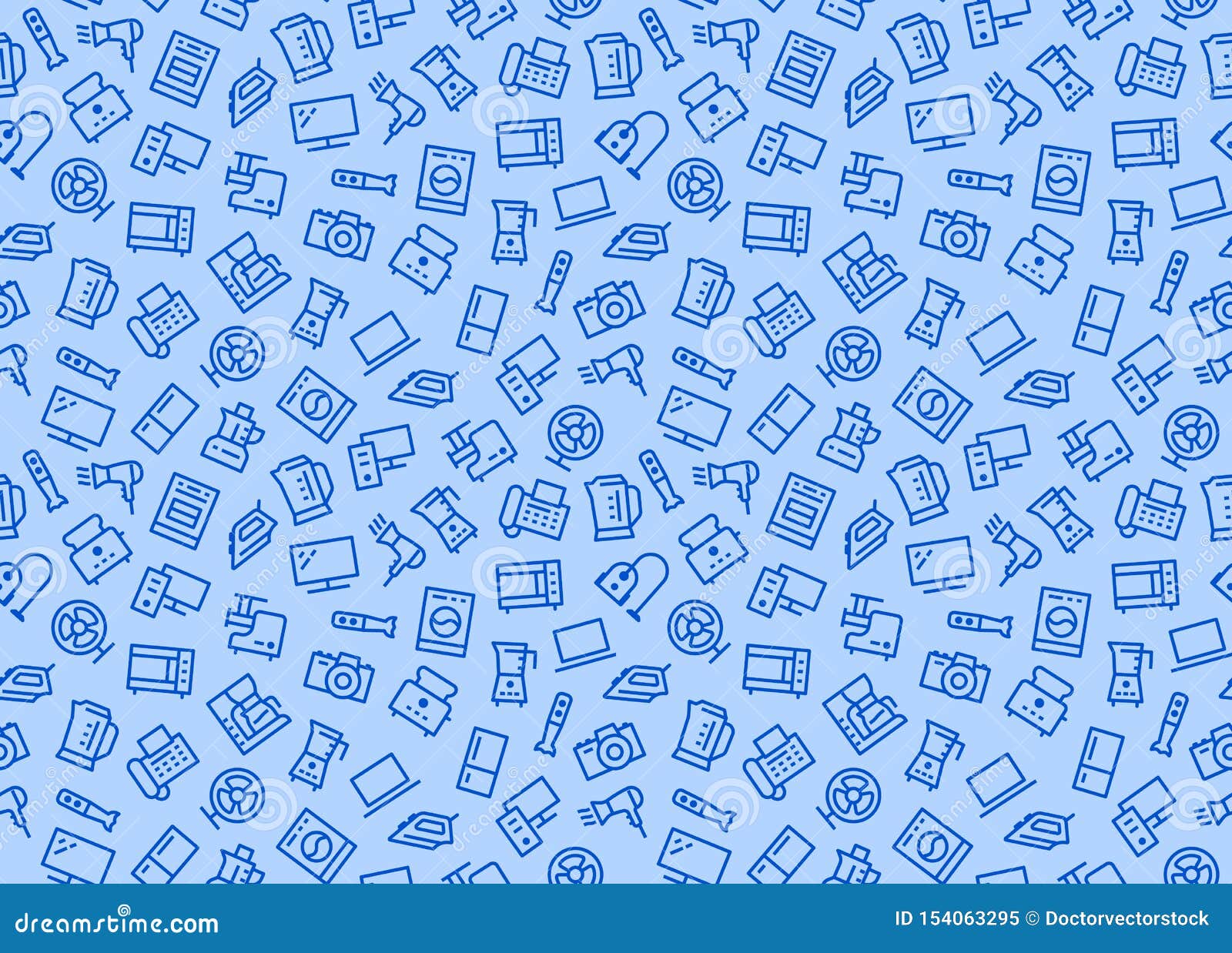 household appliances, electronics store seamless pattern with line icon.   flat style. included icons