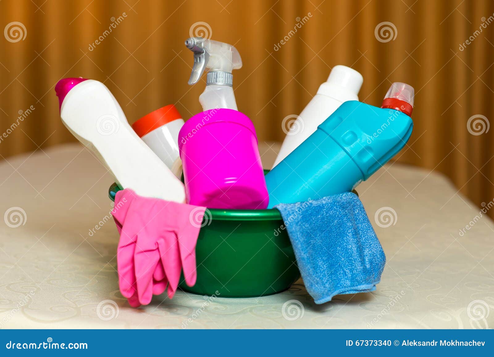 Household Chemicals. The Means For Cleaning The House Stock Photo