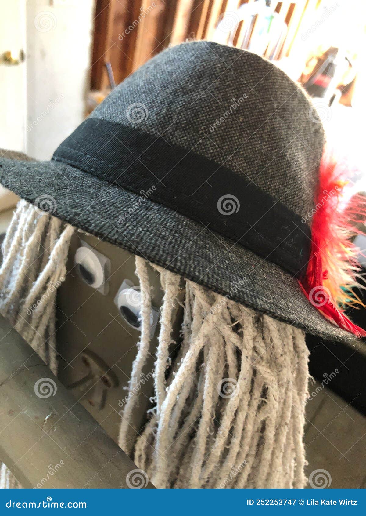 Household Items - MOP - Mr Mop.. Mop Hair, Googly Eyes, Black Hat, and Mask  Stock Image - Image of household, person: 252253747