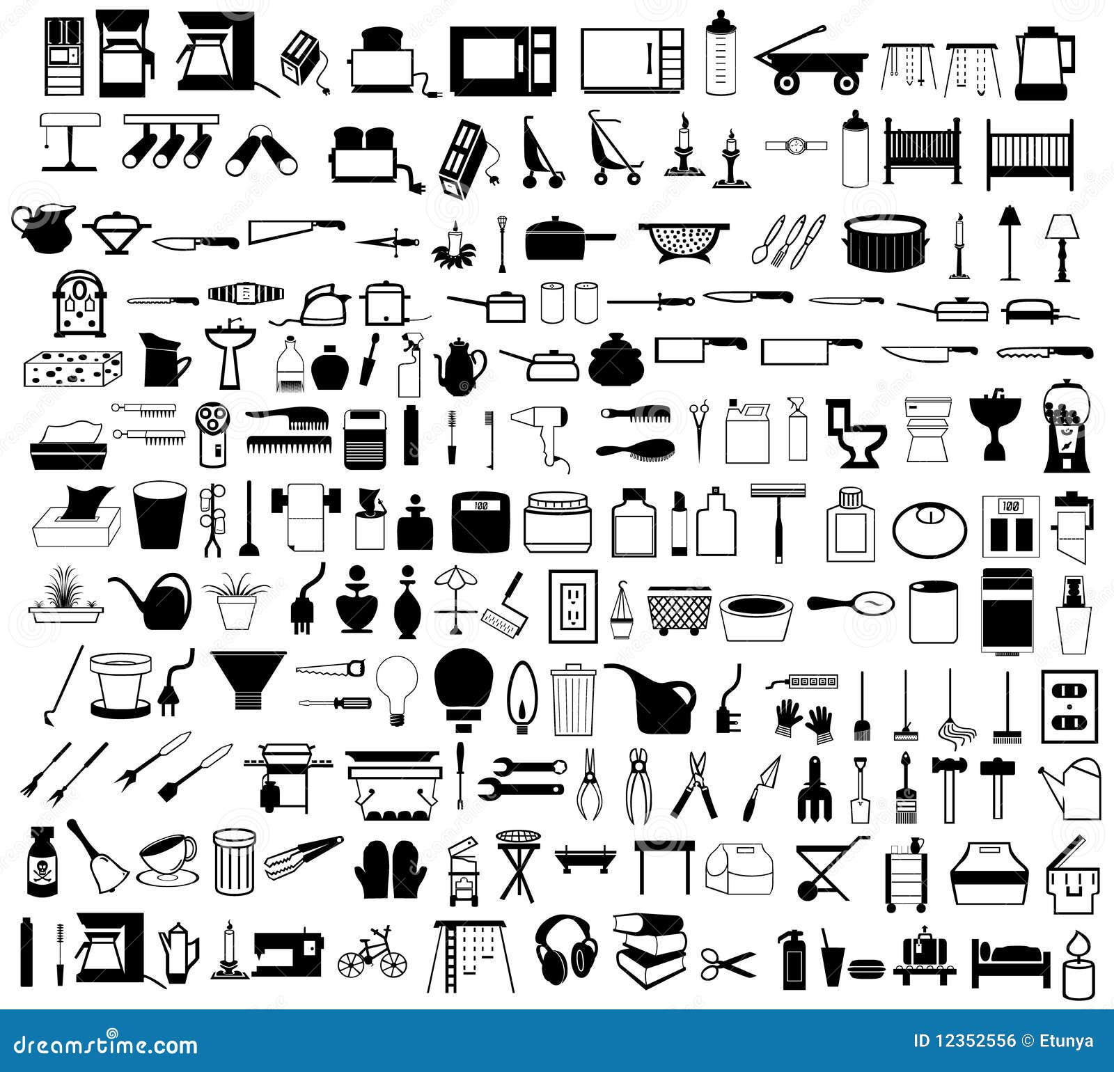 Household items set stock vector. Illustration of mailbox 12352556