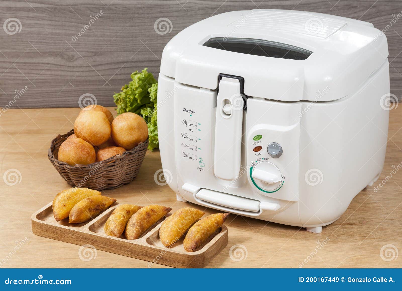 Household Kitchen a White Automatic Electric Fryer Pot Stock Image