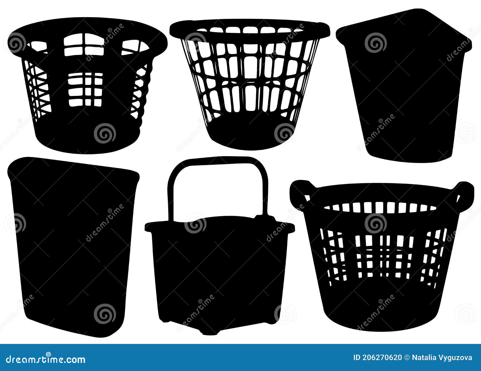 Household and Laundry Baskets in the Set Stock Vector Illustration of home, graphics 206270620