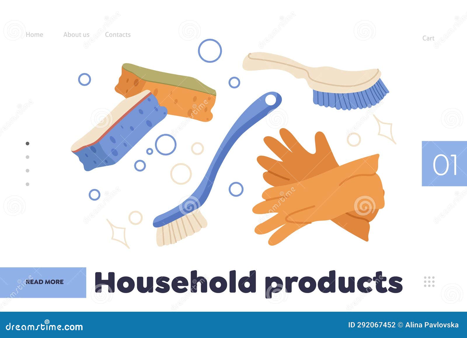 household products for cleanness maintenance advertising landing page  website template