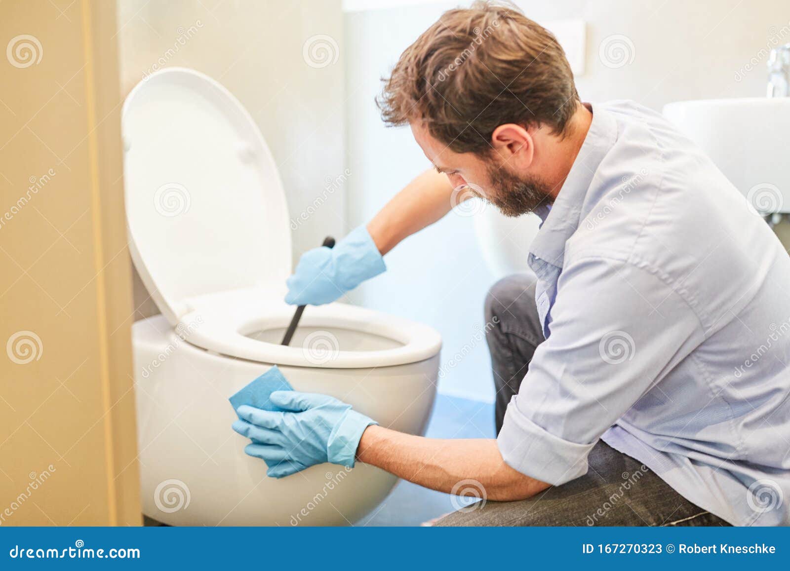 Houseman Cleaning the Toilet for Emancipation Stock Image - Image of  janitor, household: 167270323