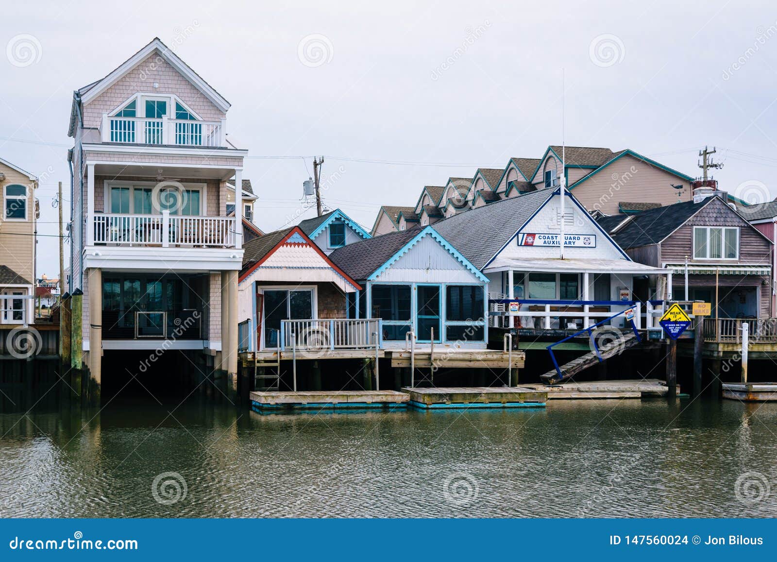 Houses Along Cape May Harbor, in Cape May, New Jersey Editorial Stock