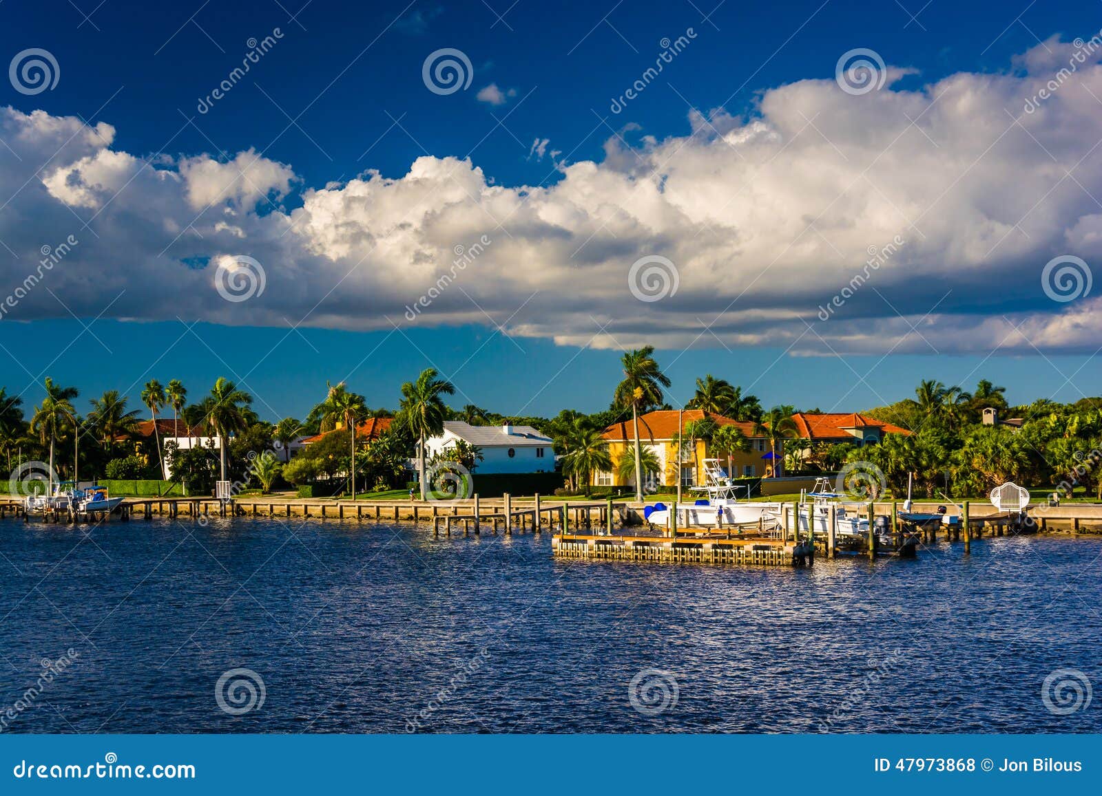 houses along the intracoastal waterway in west palm beach, florida.