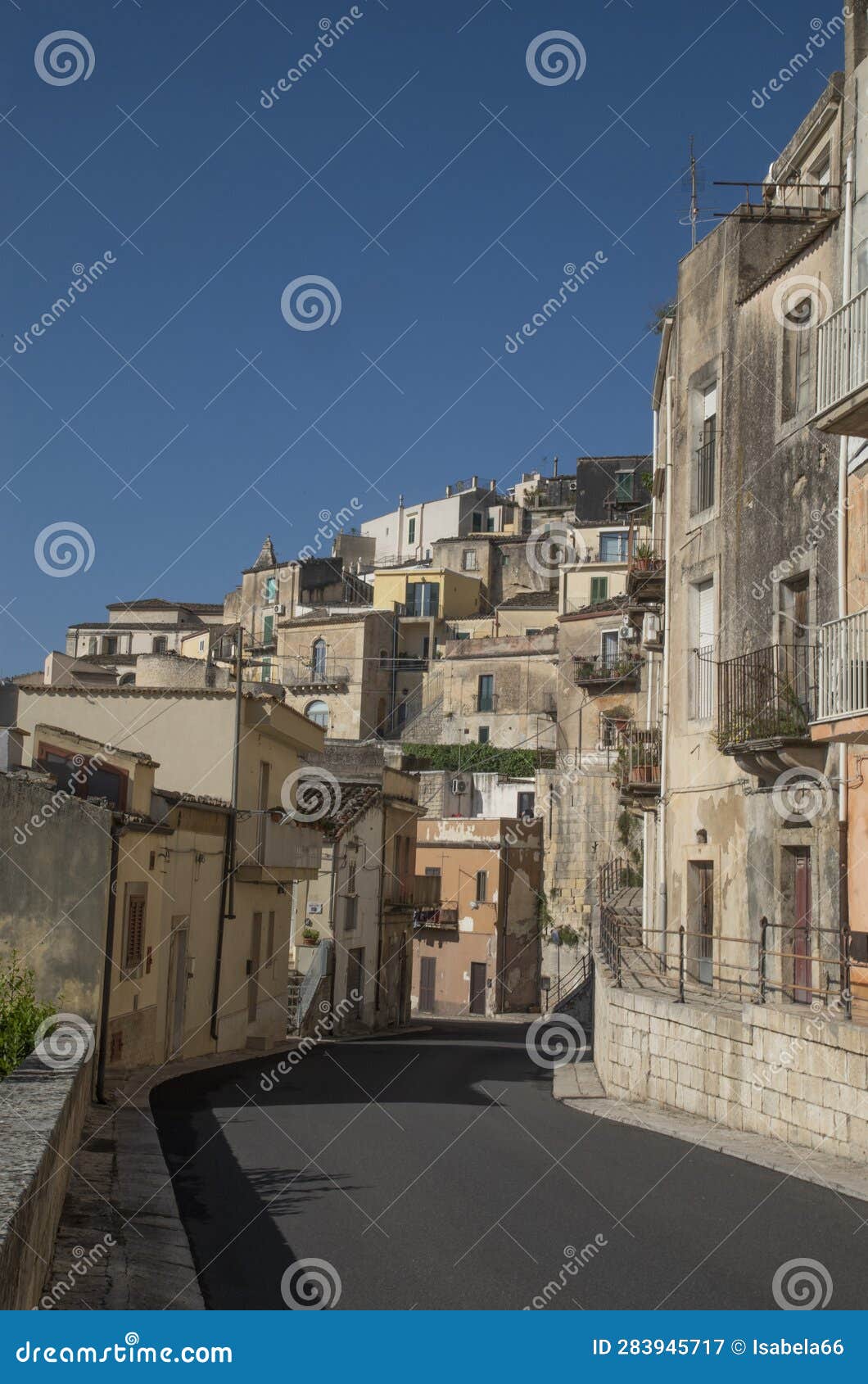 houses and of baroque city upper ragusa sicilia, italy