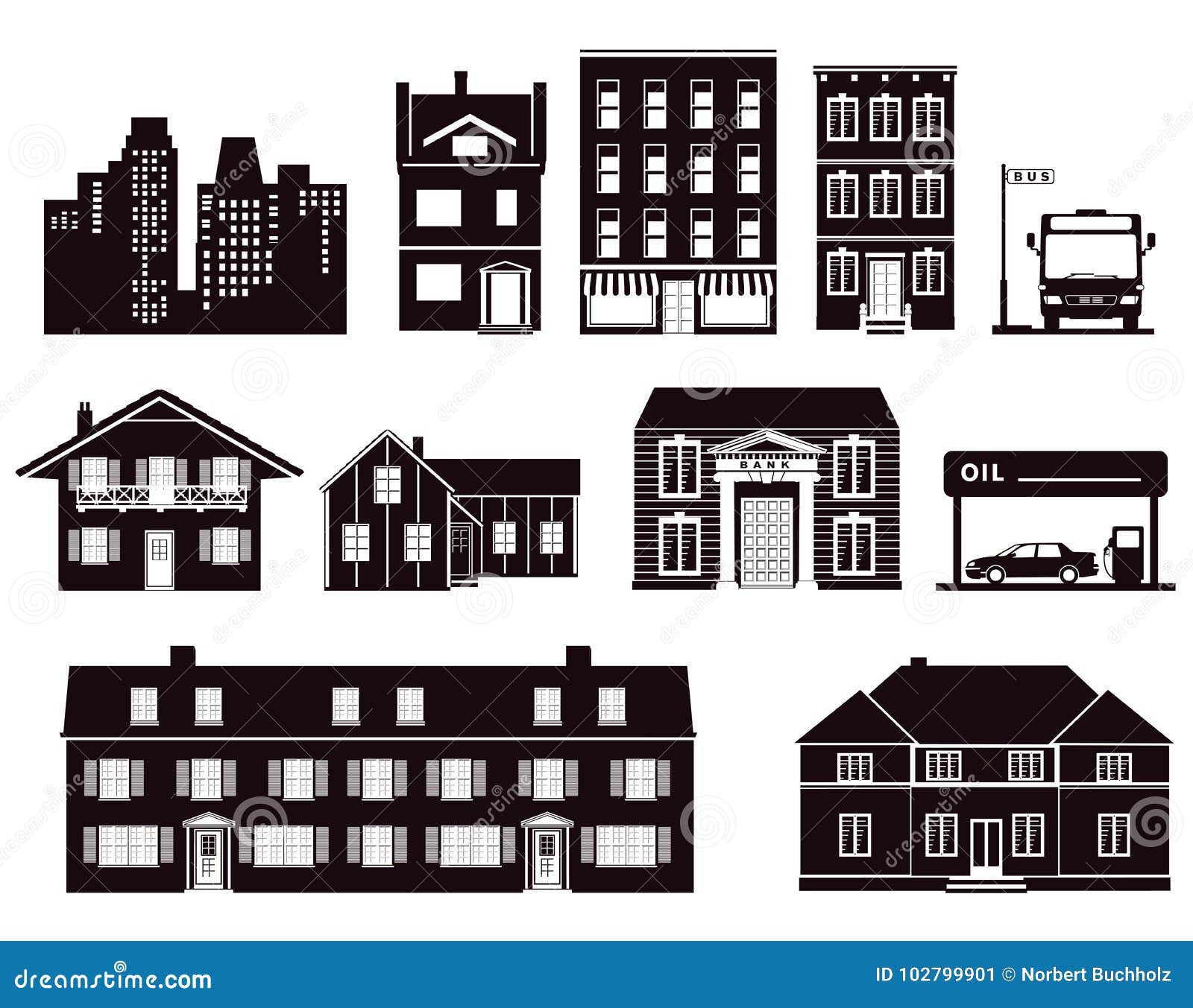 Houses and buildings stock vector. Illustration of terrace - 102799901