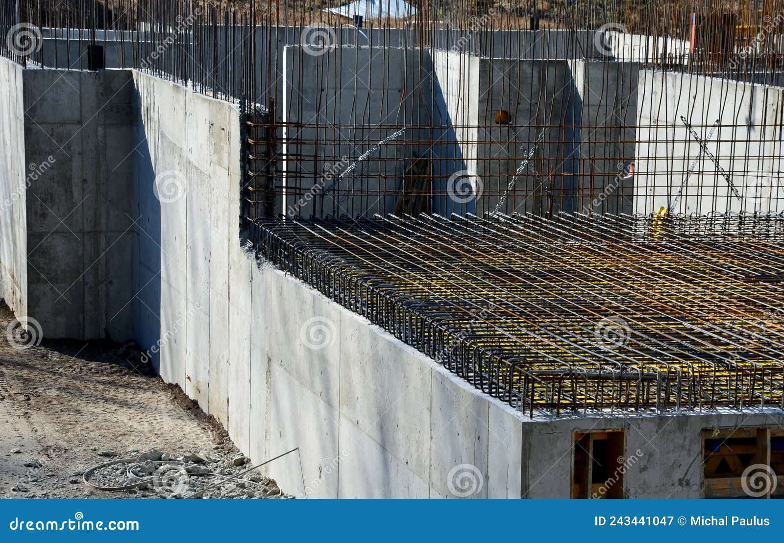 houses built of reinforced steel concrete are earthquake resistant and can be several stories high. wire mesh is braided and poure