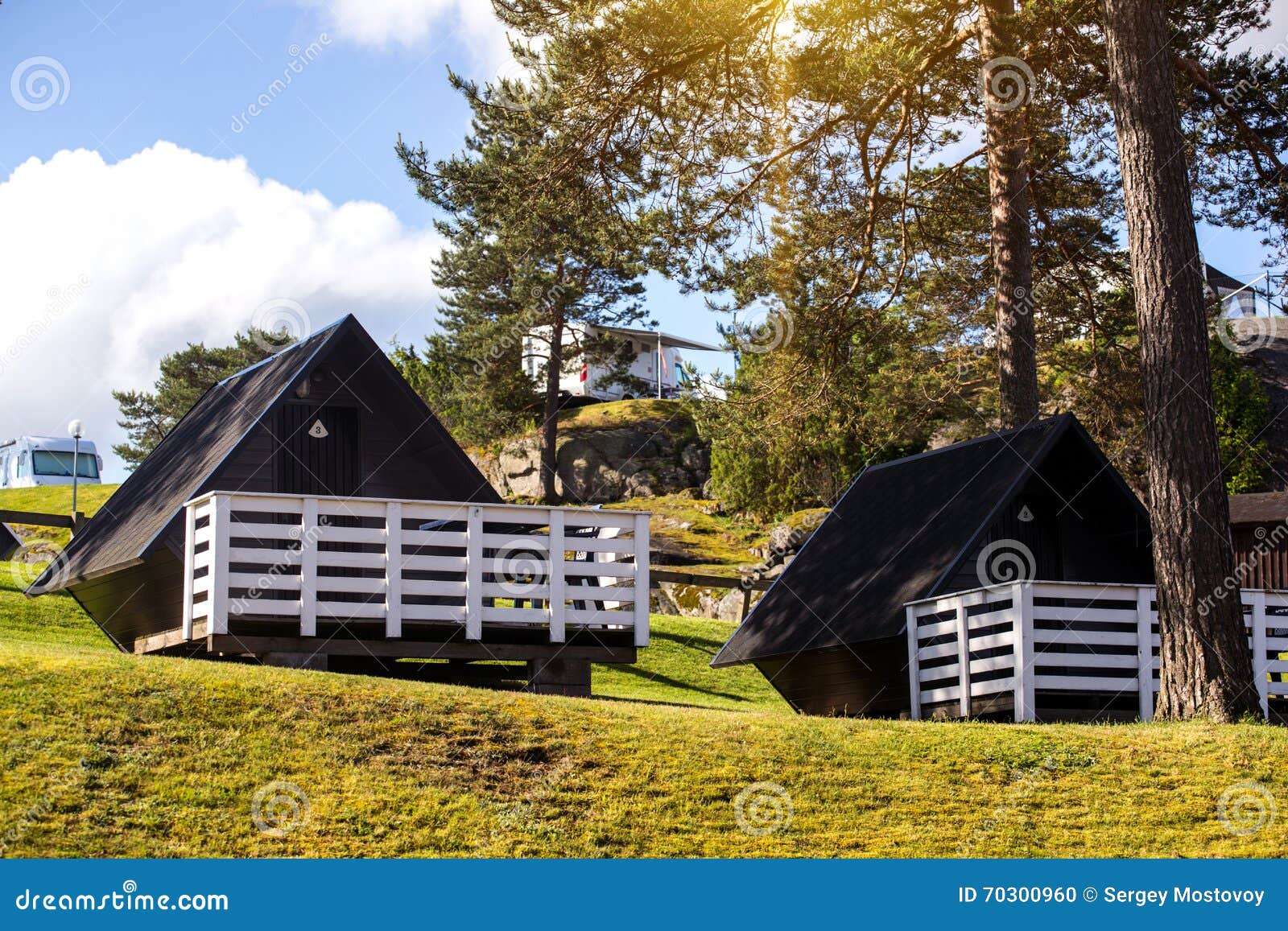 Houses at the camping stock photo. Image of norway, travel 70300960