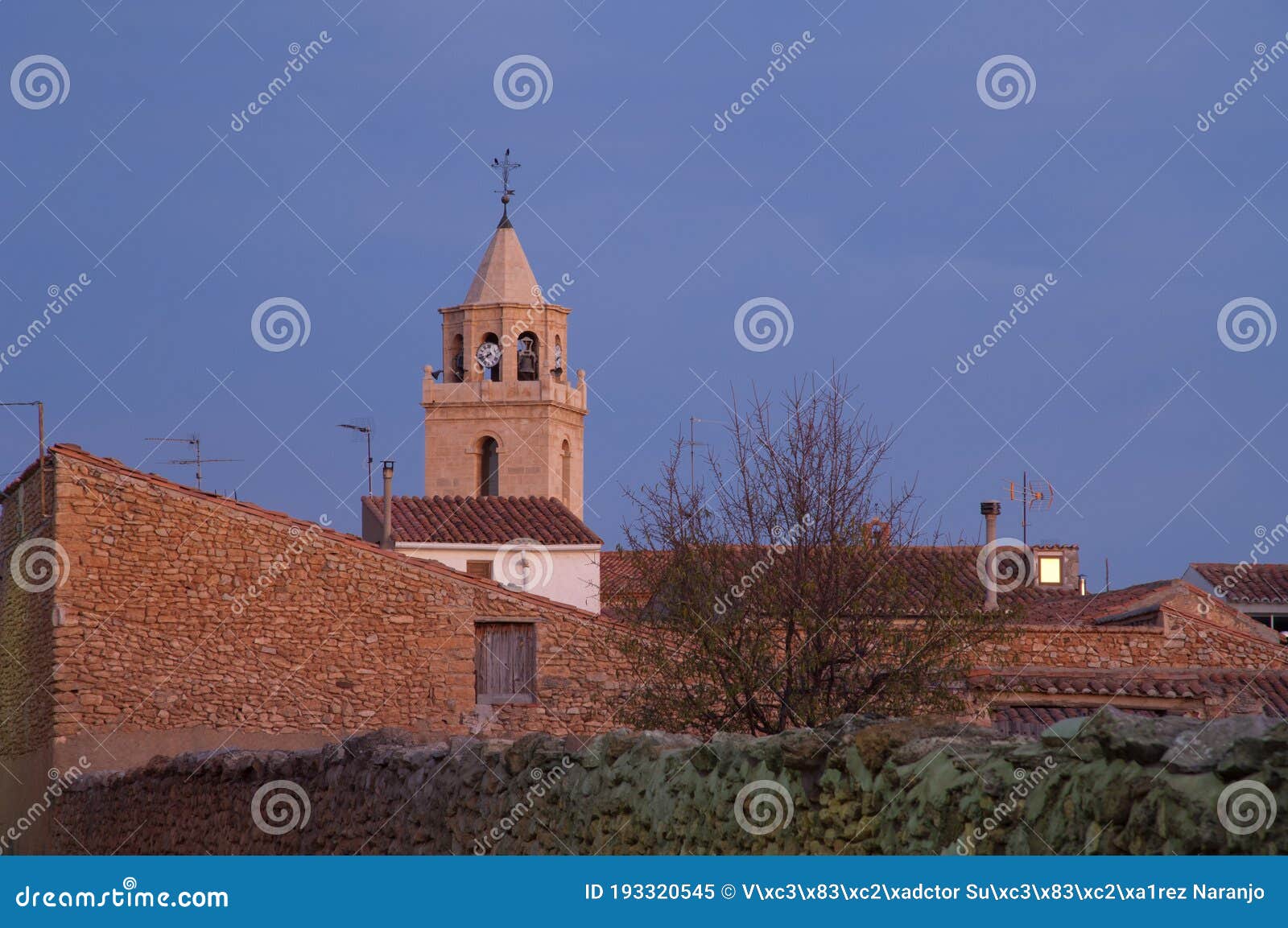 houses and church of the town of bello.