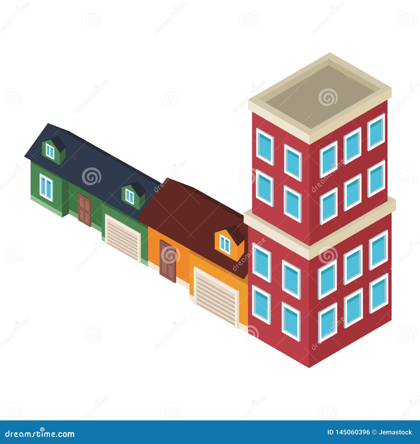 houses and edifices isometric