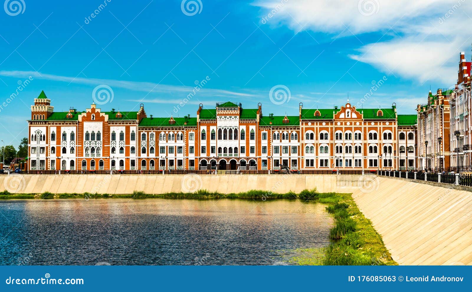 houses at the embankment of yoshkar-ola in russia