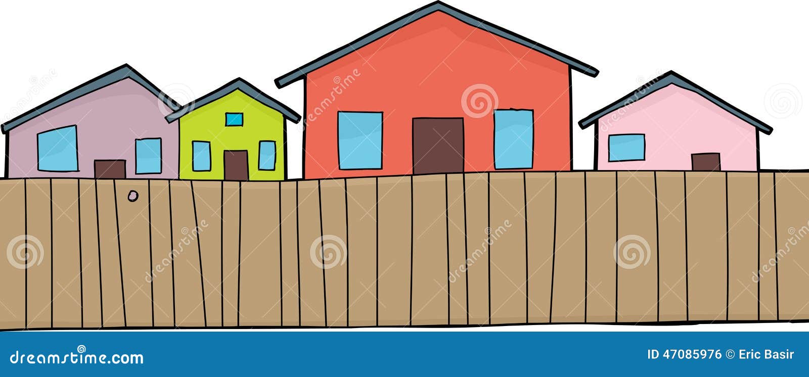 Houses And Fence Over White Stock Vector Image 47085976