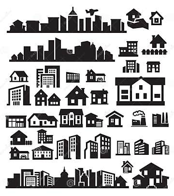 Houses icons stock vector. Illustration of silhouette - 27296639