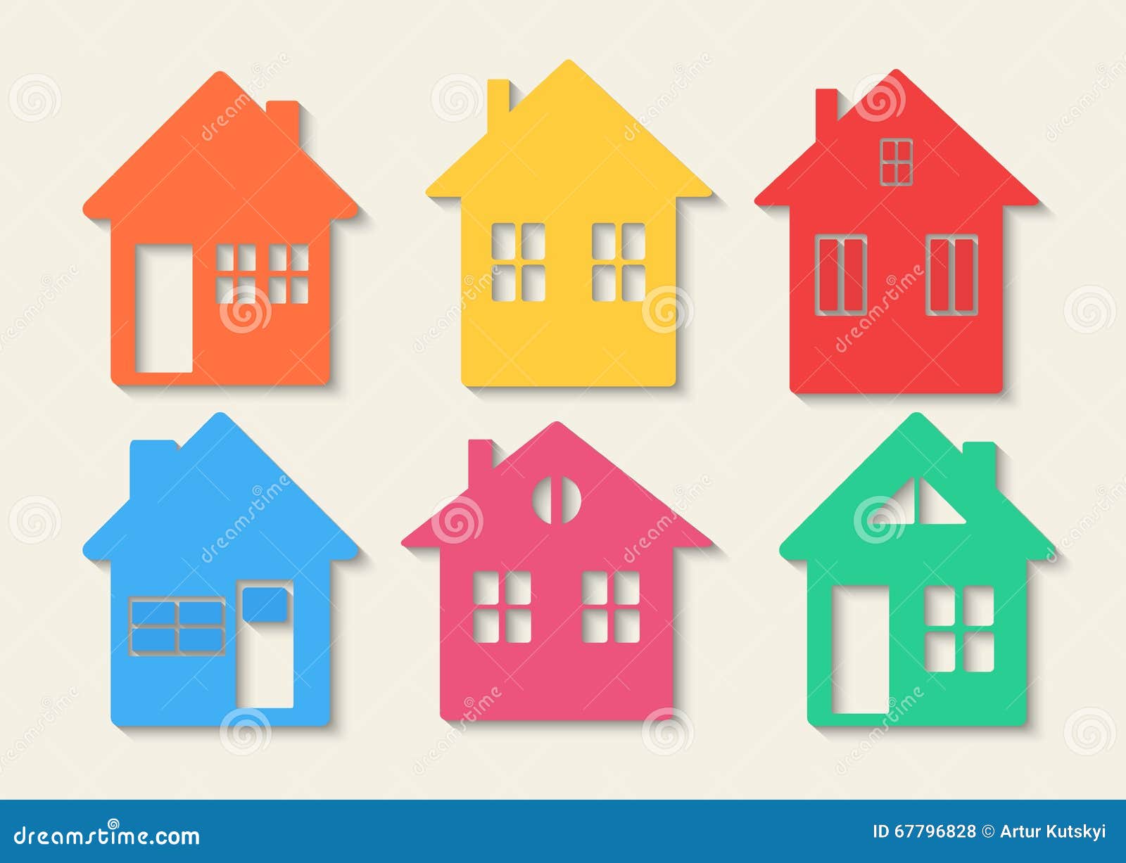 Houses Icons Set. Real Estate. Colourful Home Icon Collection Concept ...