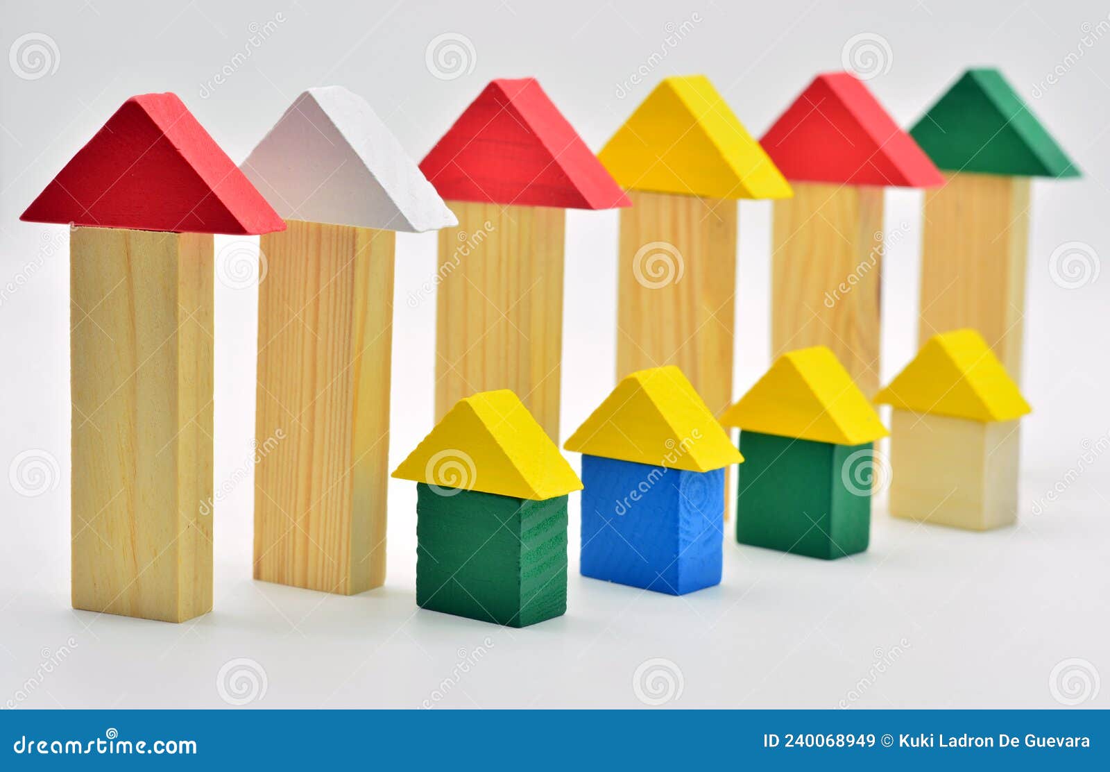 houses made with wooden blocks in a row