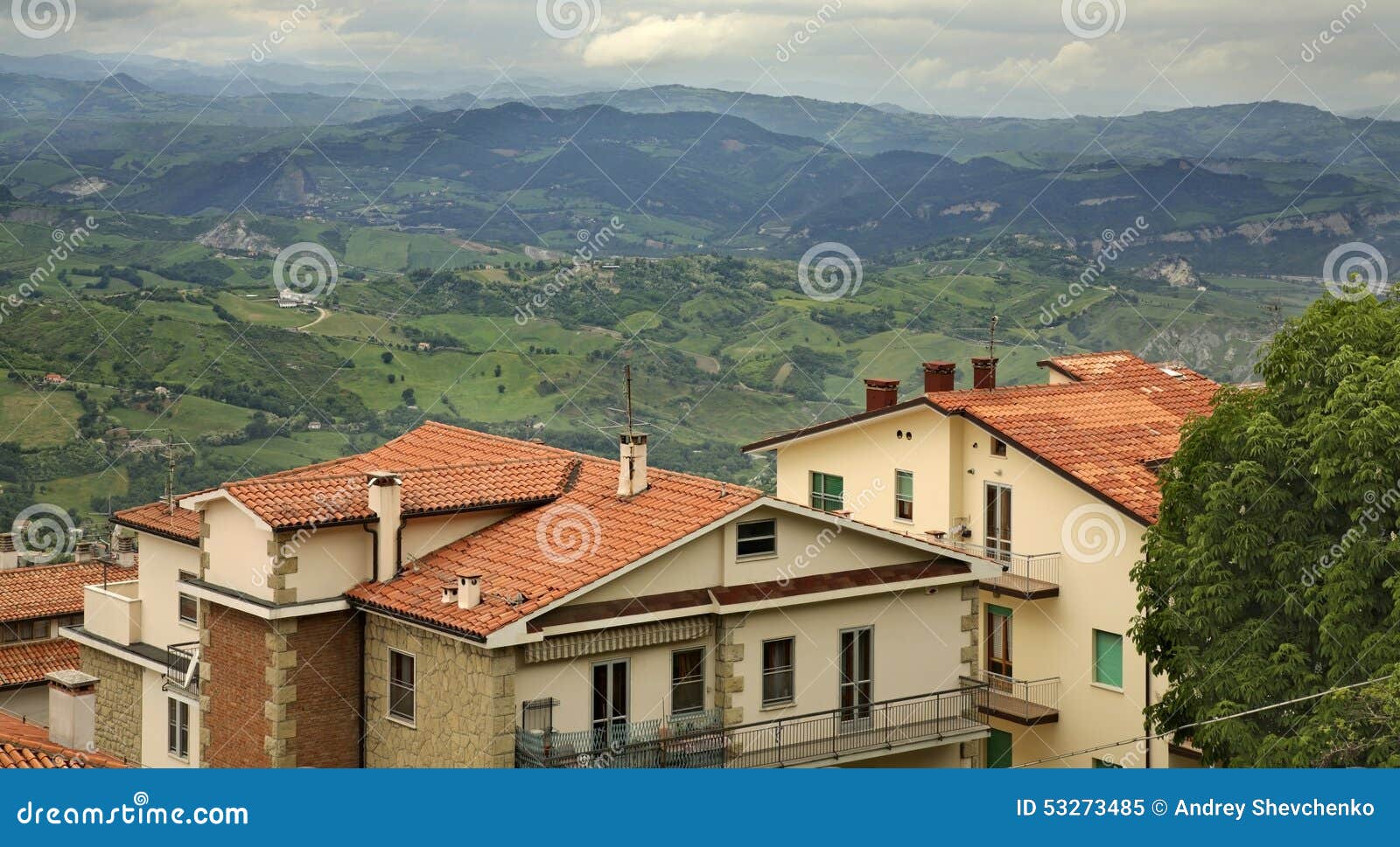 Houses and Mountain in San Marino Stock Image Image of mountain, houses 53273485
