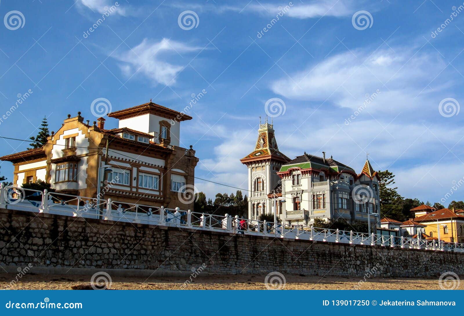 houses in ribadesella on asturias, camino del norte route, northern coast of green spain