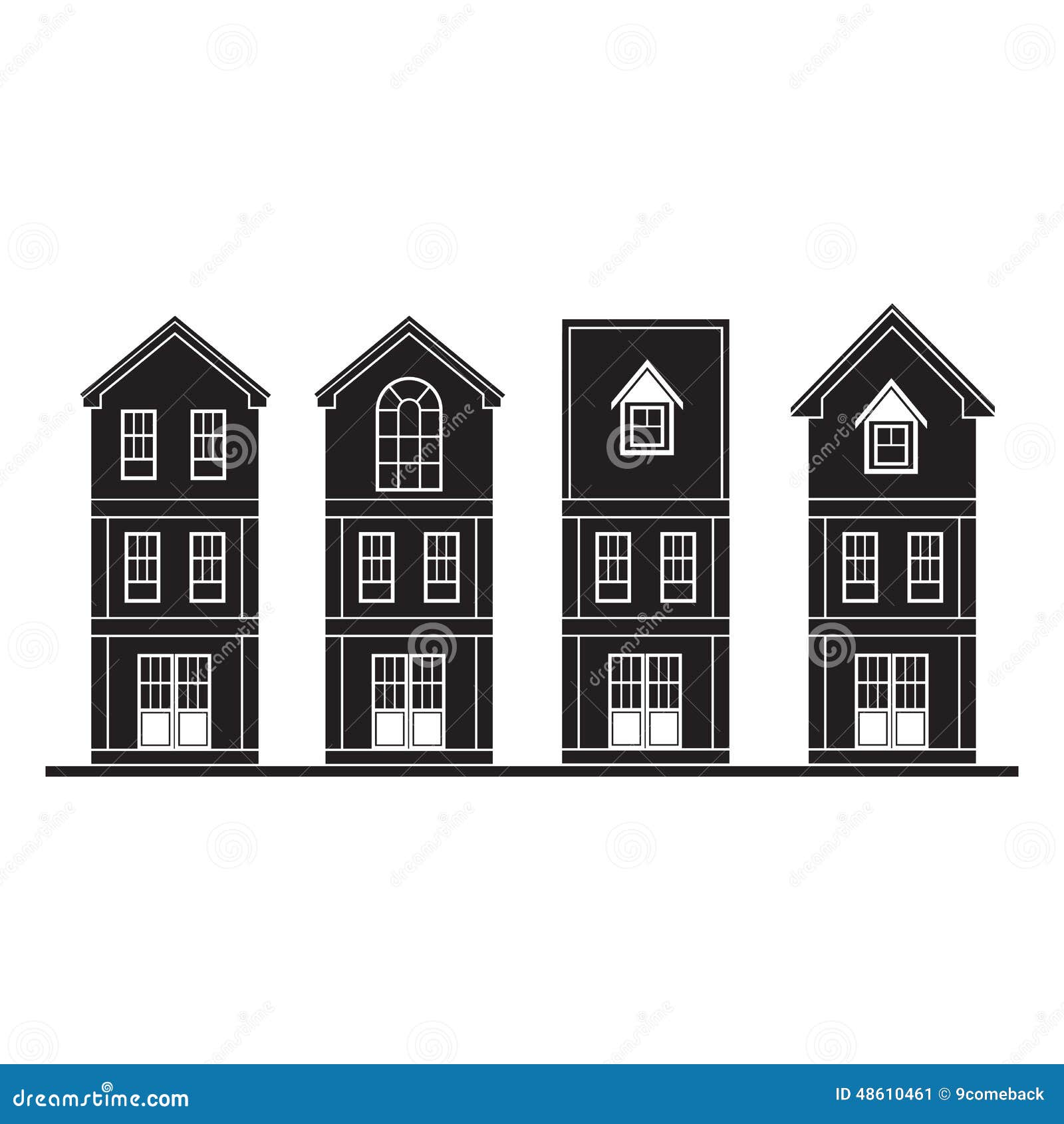 houses set silhouette flat design vector illustration 48610461