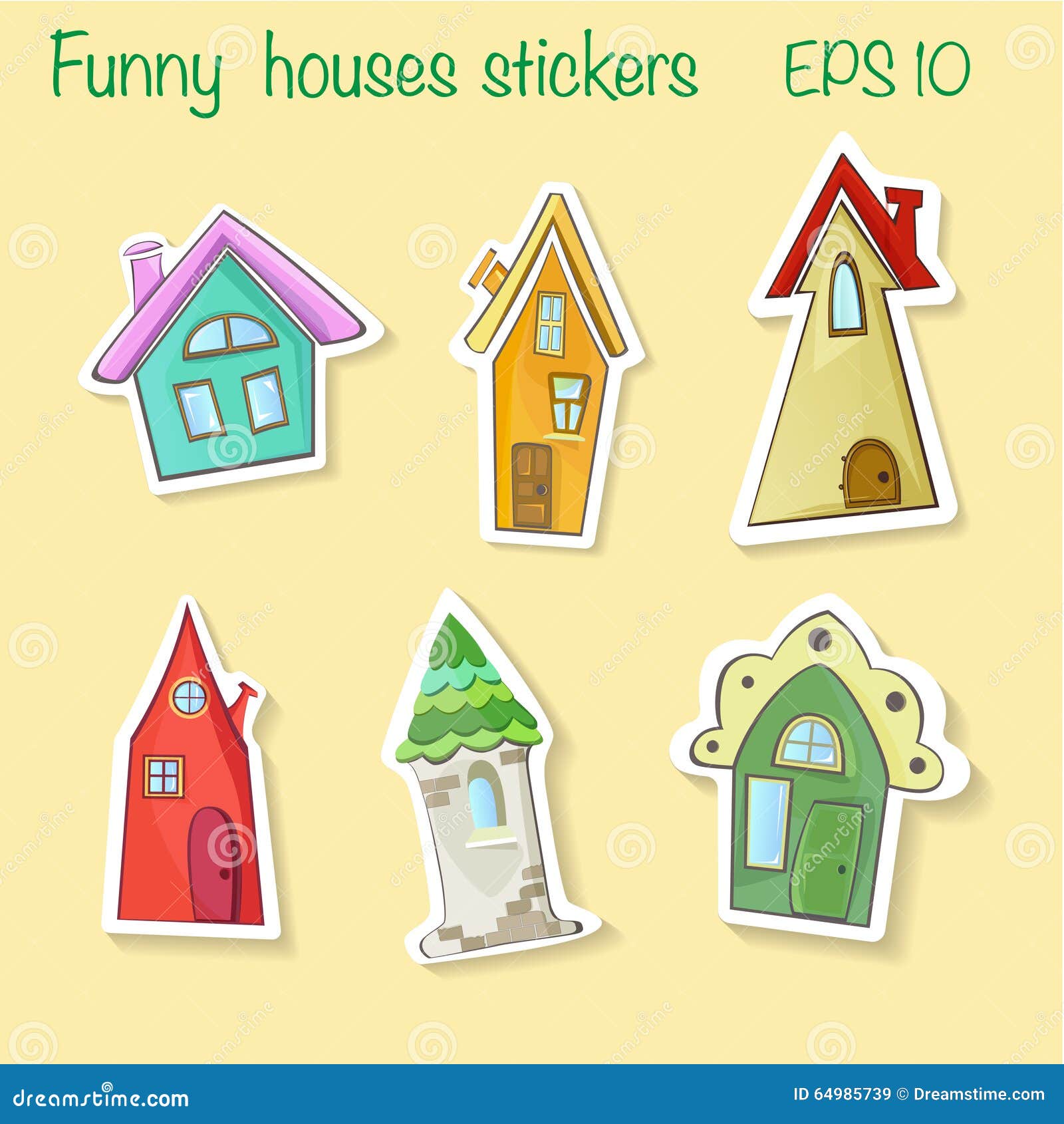 Houses stickers stock illustration. Illustration of funny - 64985739