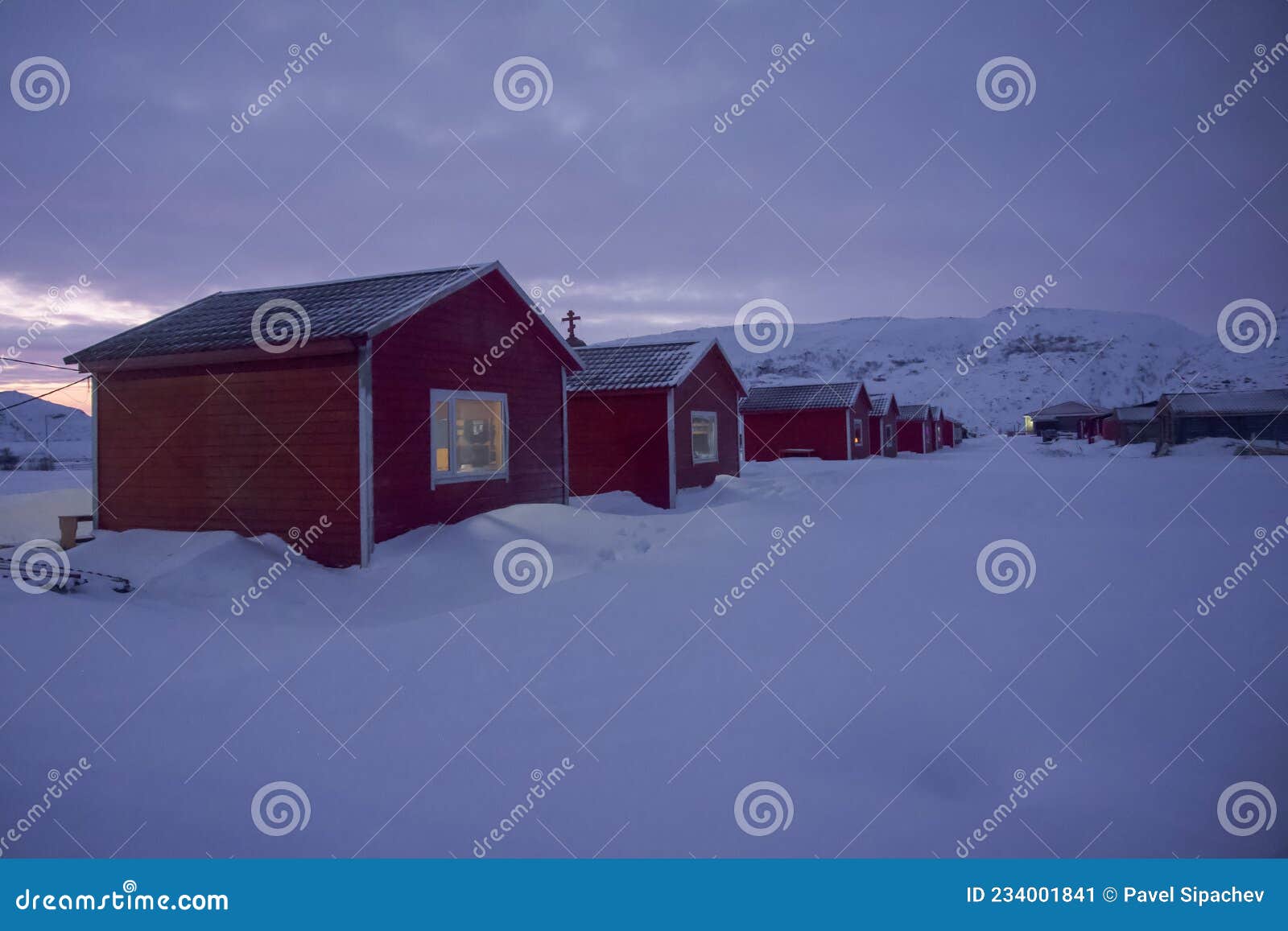 Houses in the Village of Teriberka in the Arctic Circle Stock Image