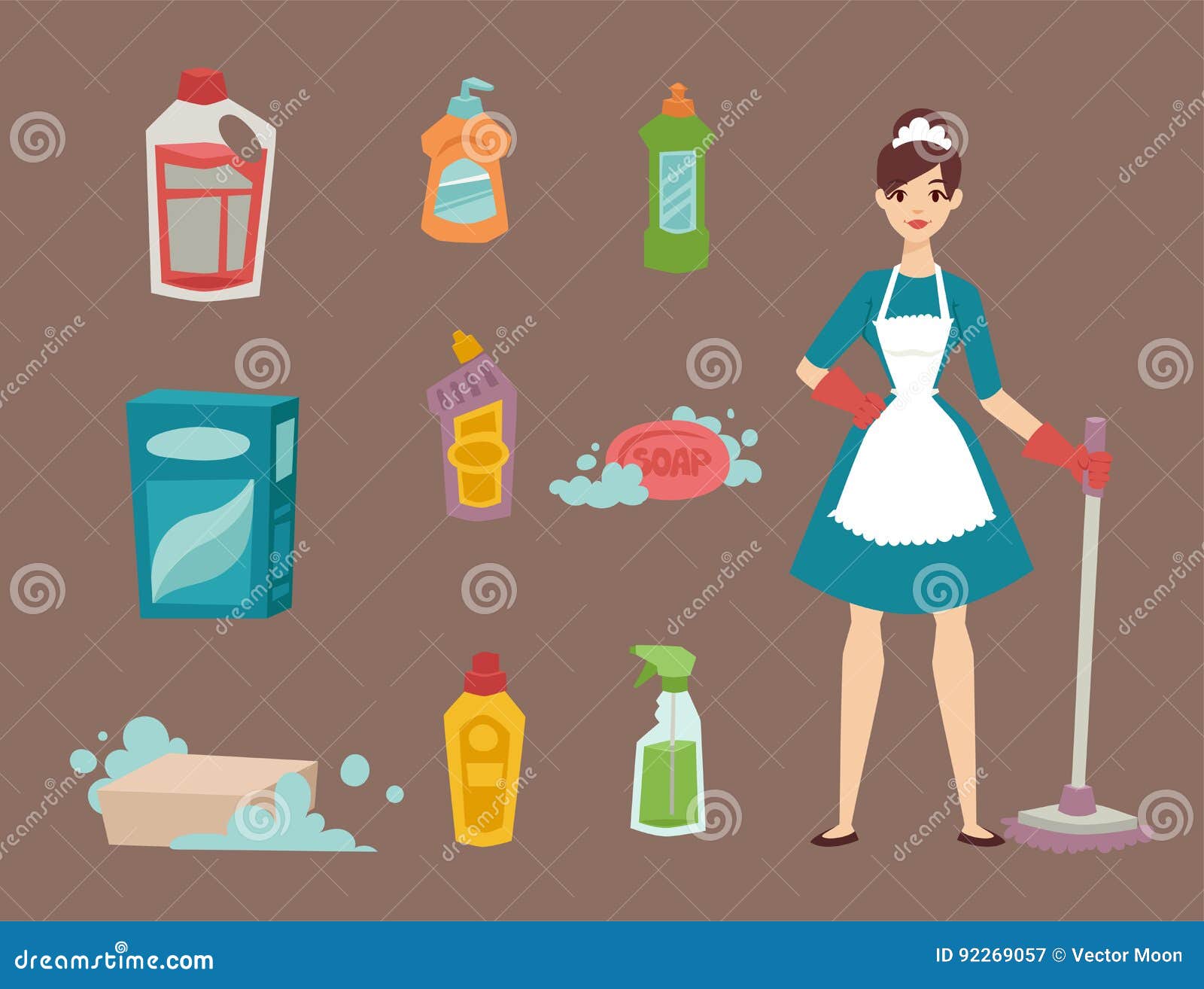 Housewife Girl Homemaker Cleaning Pretty Girl Wash Cleanser Chemi