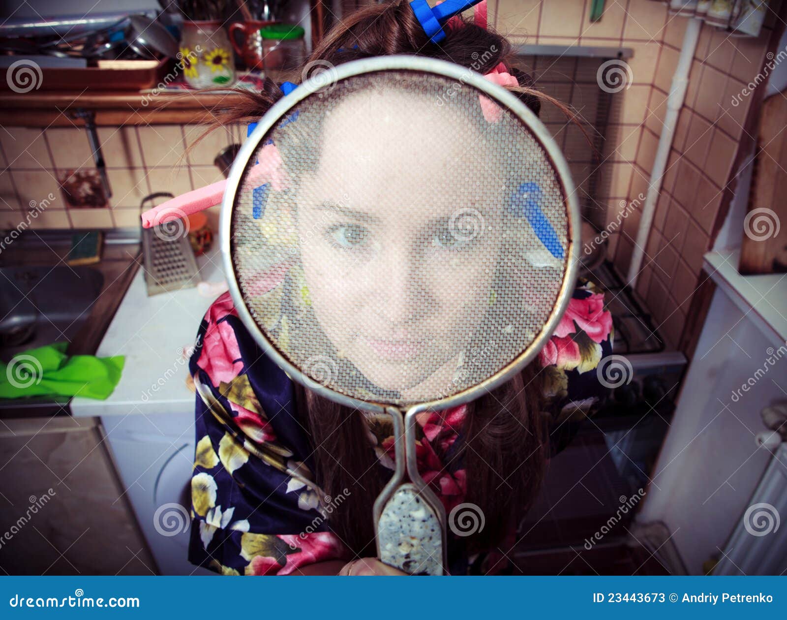 Housewife with Sieve in Hands Stock Image Image of preparation, hungry 23443673