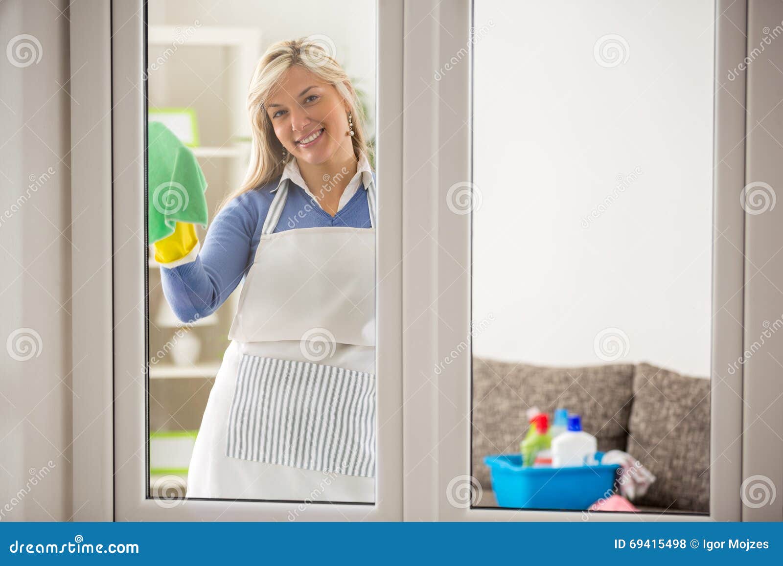 housewife washing windows