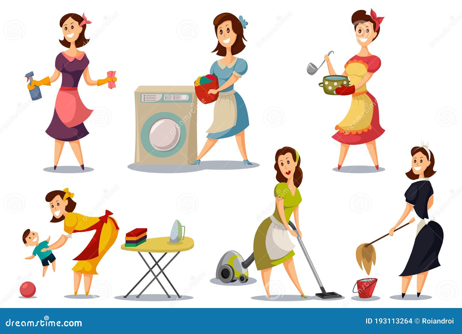 Housewives Woman Character 50`s Vector Cart image
