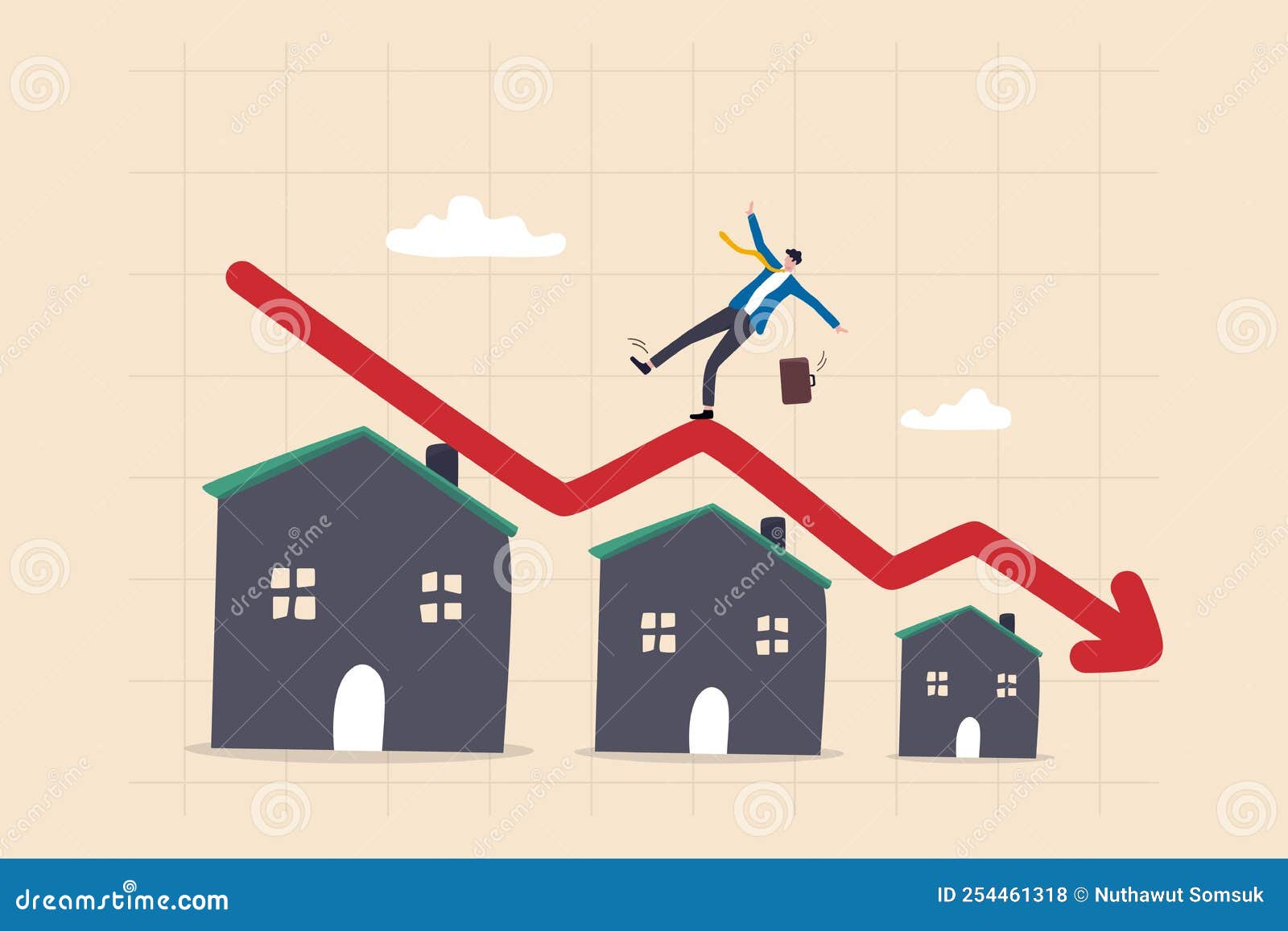 Housing Price Falling Down, Real Estate and Property Crash, Value Drop