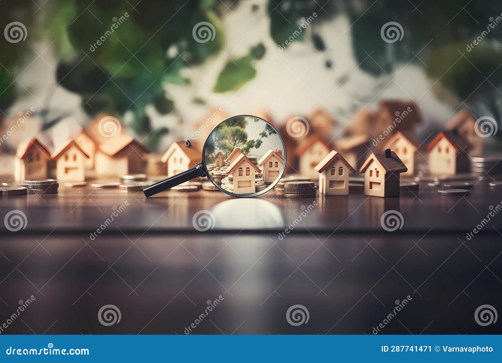 Housing Search Concept. View of the House through a Magnifying Glass