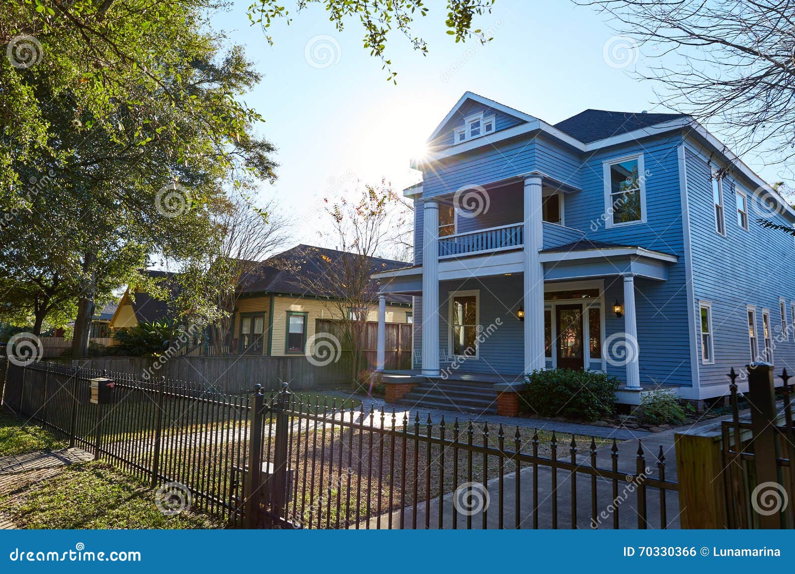 Houston Heights Victorian Style Houses Texas Stock Photo Image of