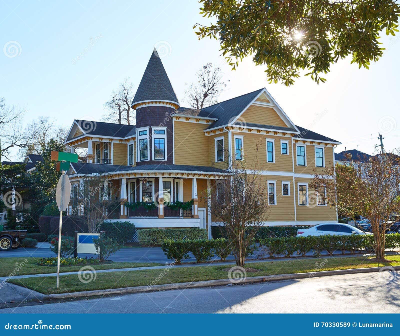 Houston Heights Victorian Style Houses Texas Stock Image Image of