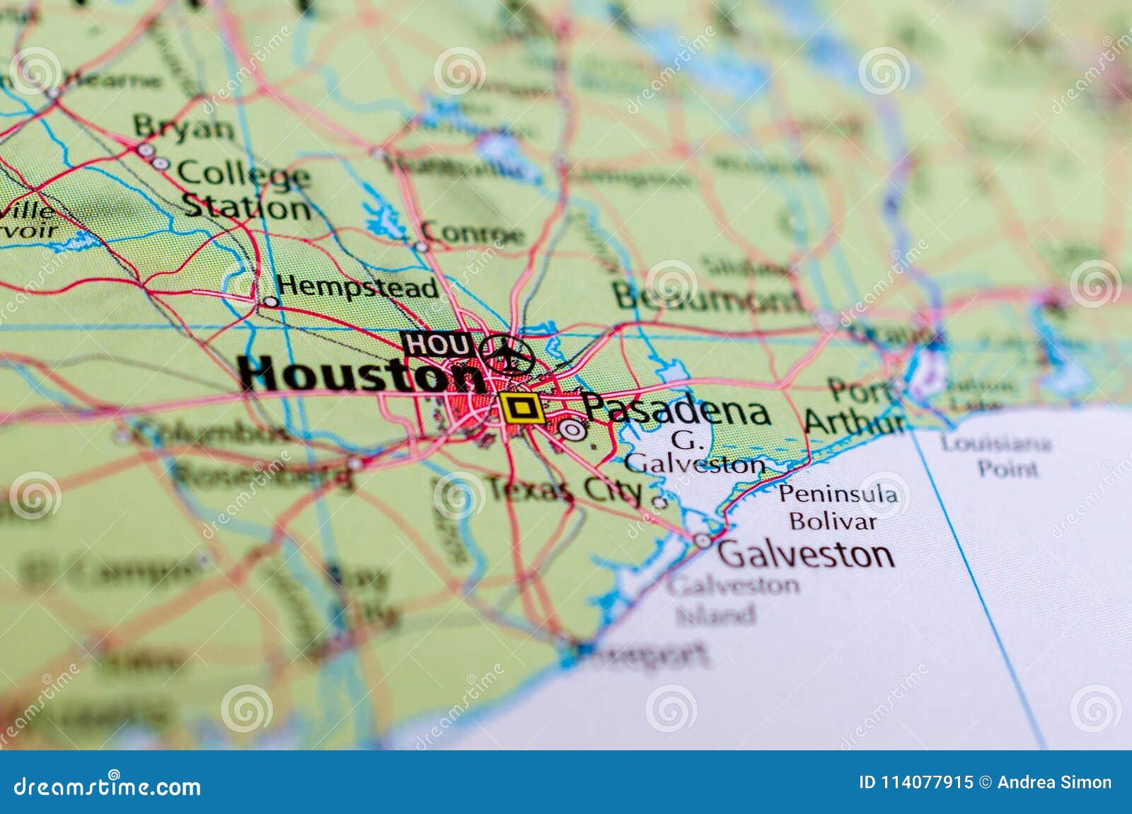 Houston sur la carte image stock. Image du ville, situé 114077915