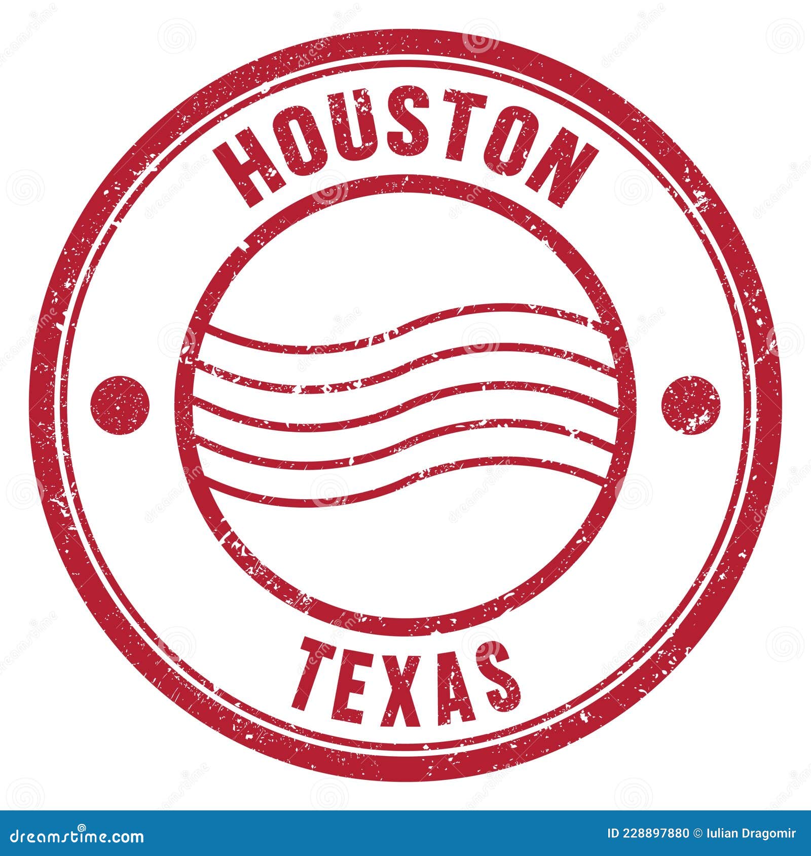 HOUSTON TEXAS, Words Written on Red Postal Stamp Stock Illustration