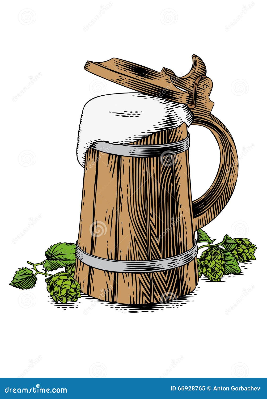 mok bier en hop vector illustratie. Illustration of bier 66928765