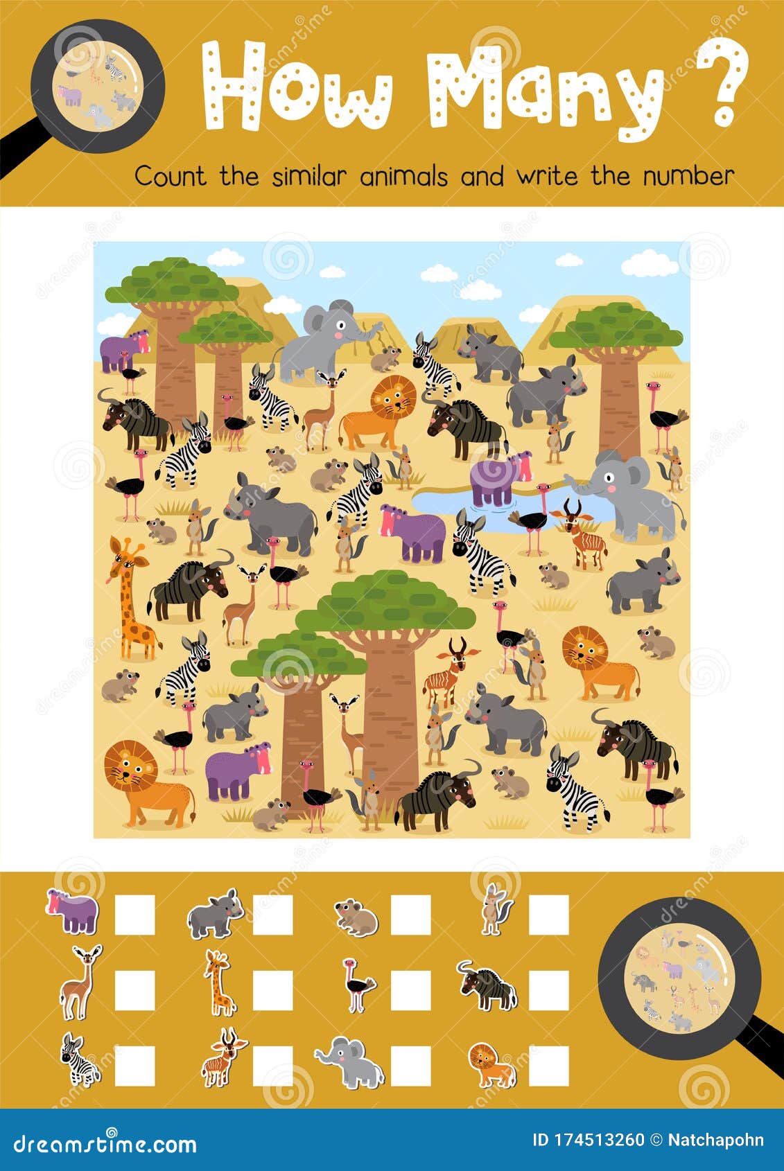 How many african animal stock vector. Illustration of mathematic - 174513260 How many african animal stock vector. Illustration of mathematic - 174513260