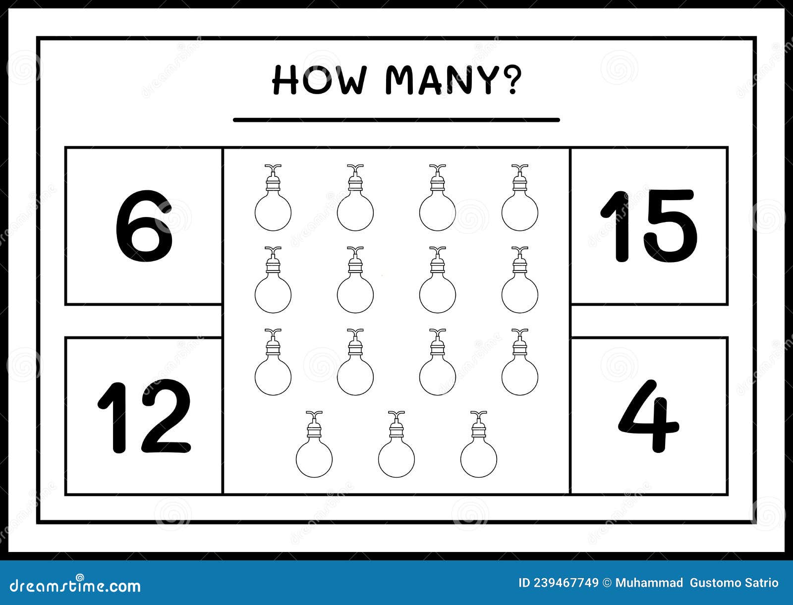 How Many Christmas Light, Game for Children. Vector Illustration Stock Vector Illustration of