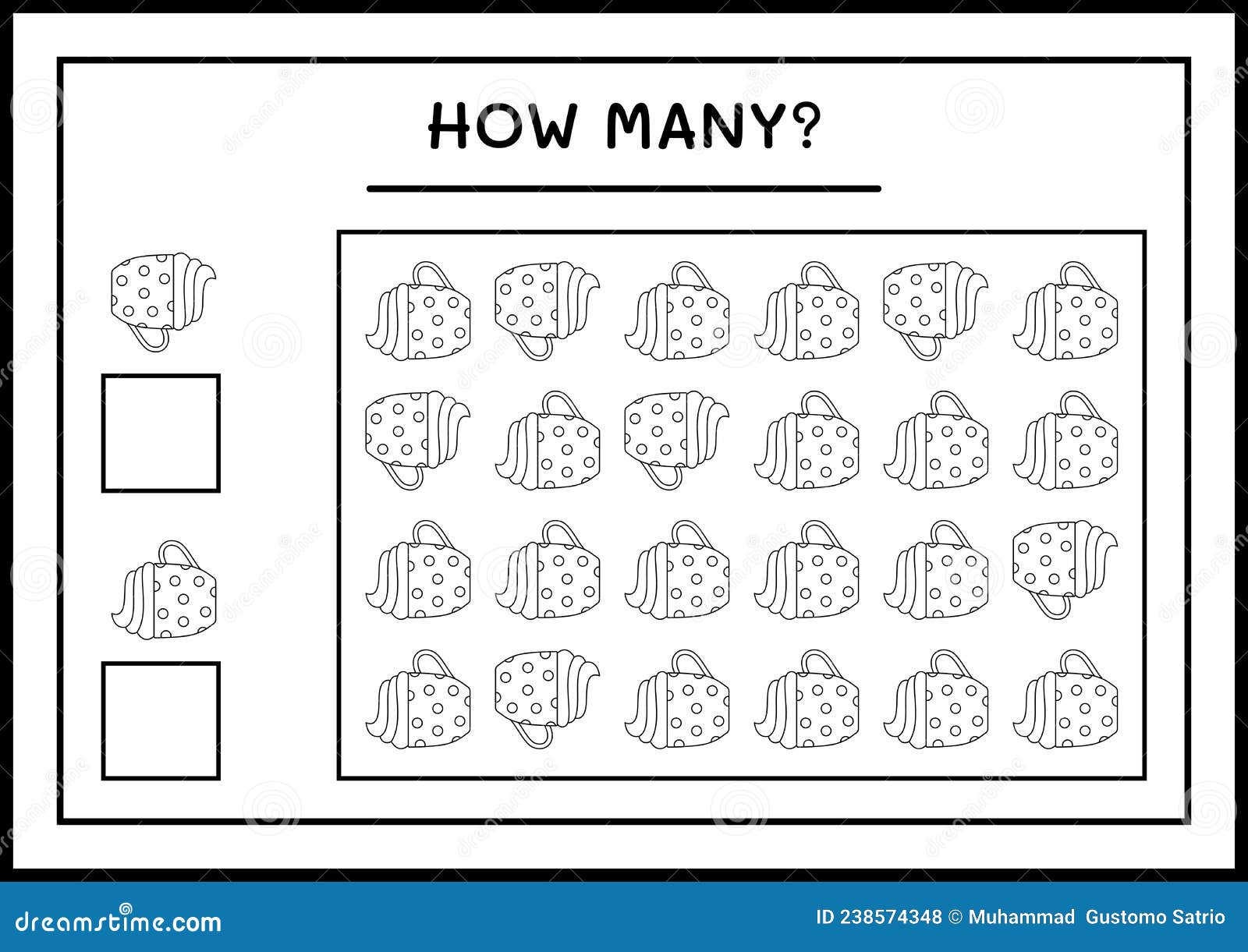 How Many Christmas Mug, Game for Children. Vector Illustration Stock