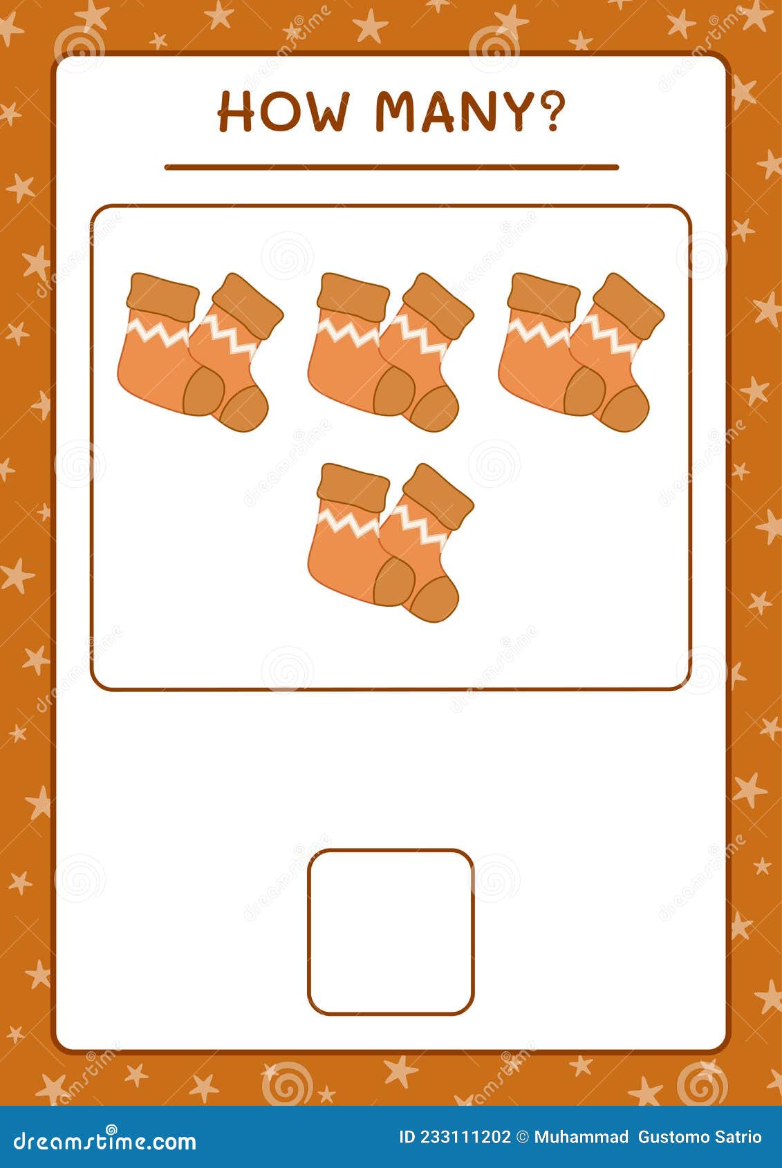 How Many Christmas Sock, Game for Children. Vector Illustration Stock