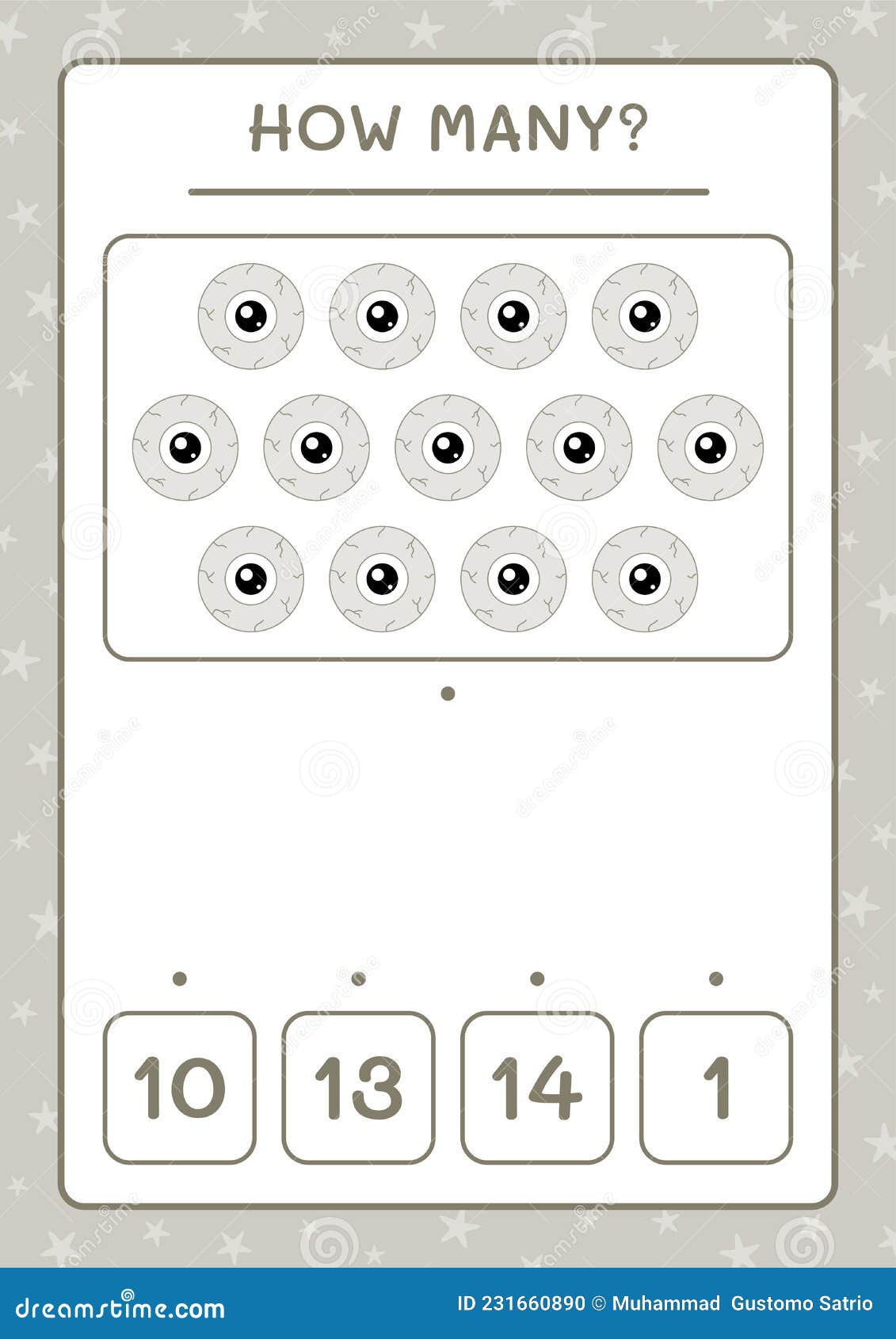 How Many Eye, Game for Children. Vector Illustration Stock Vector