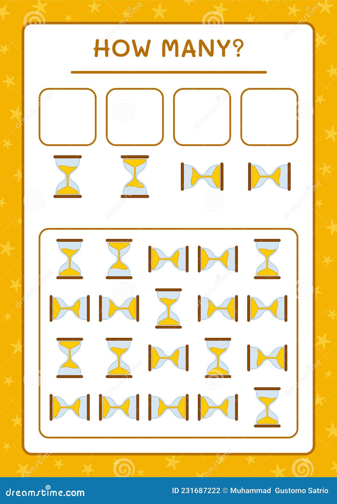 How Many Hourglass, Game for Children. Vector Illustration Stock Vector