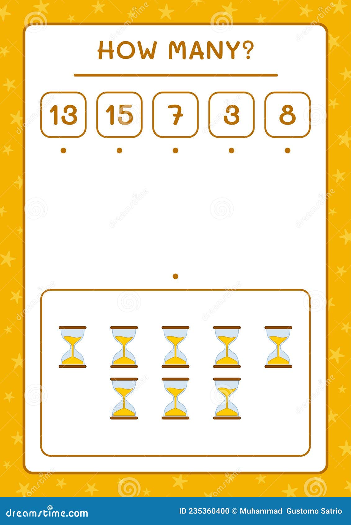 How Many Hourglass, Game for Children. Vector Illustration Stock Vector